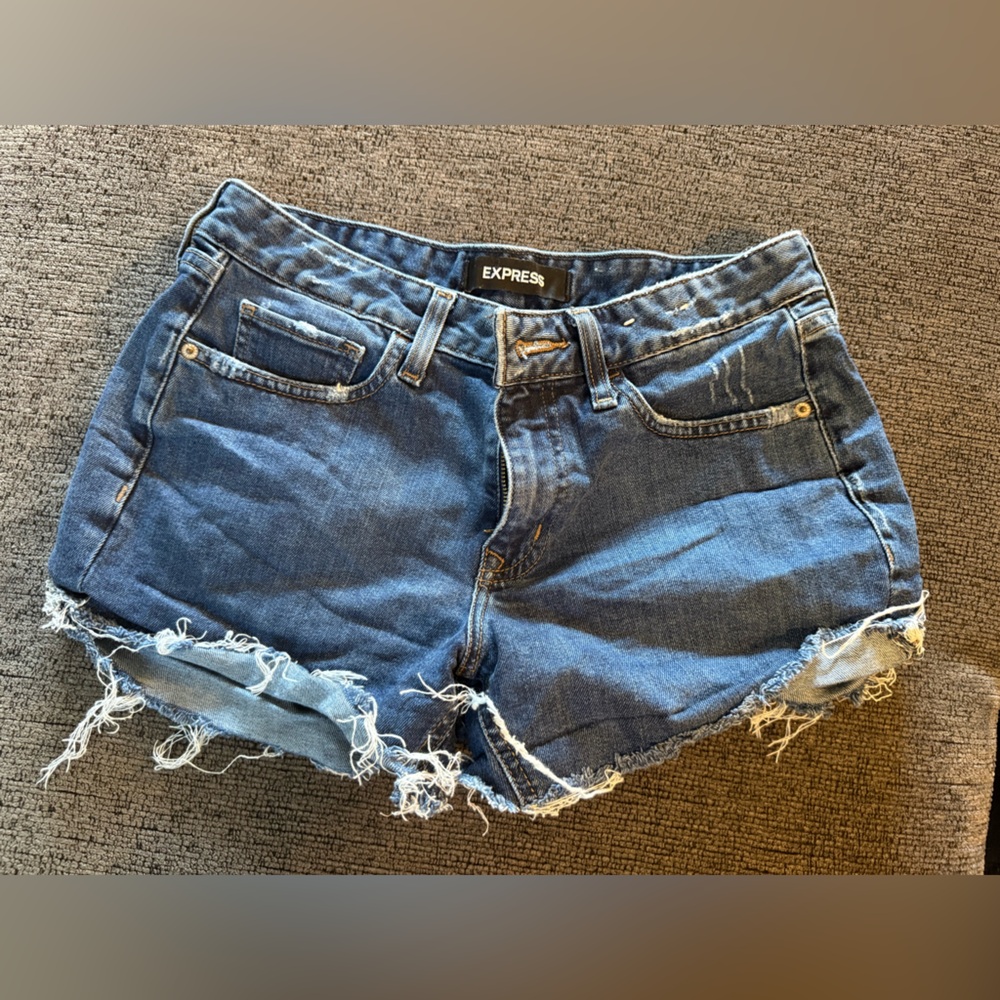Express Blue Relaxed Low Rise Shorts